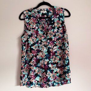 Bright Floral Challis Sleeveless Top